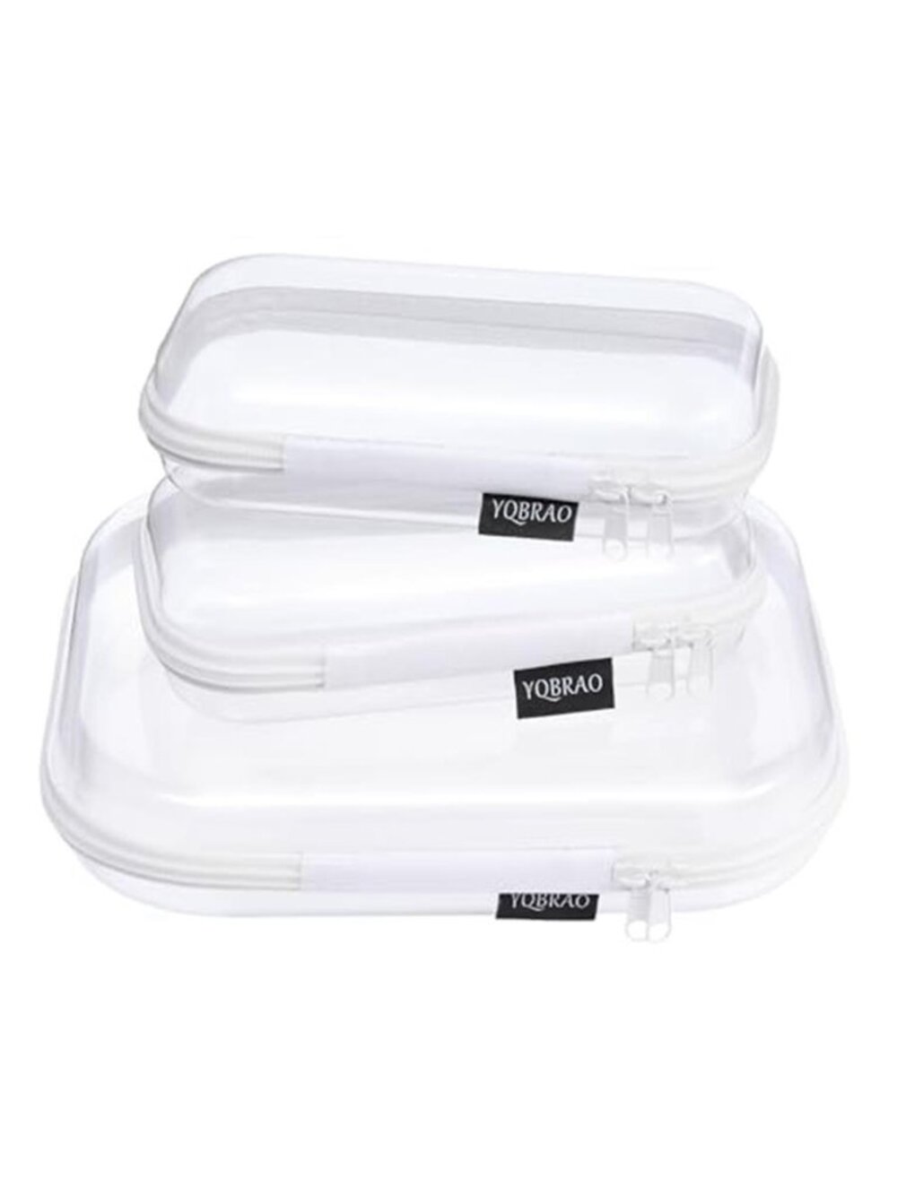 3-Pack Clear Hard Shell Zipper Case, 1.2mm Heavy-Duty Crush-Proof Travel Makeup